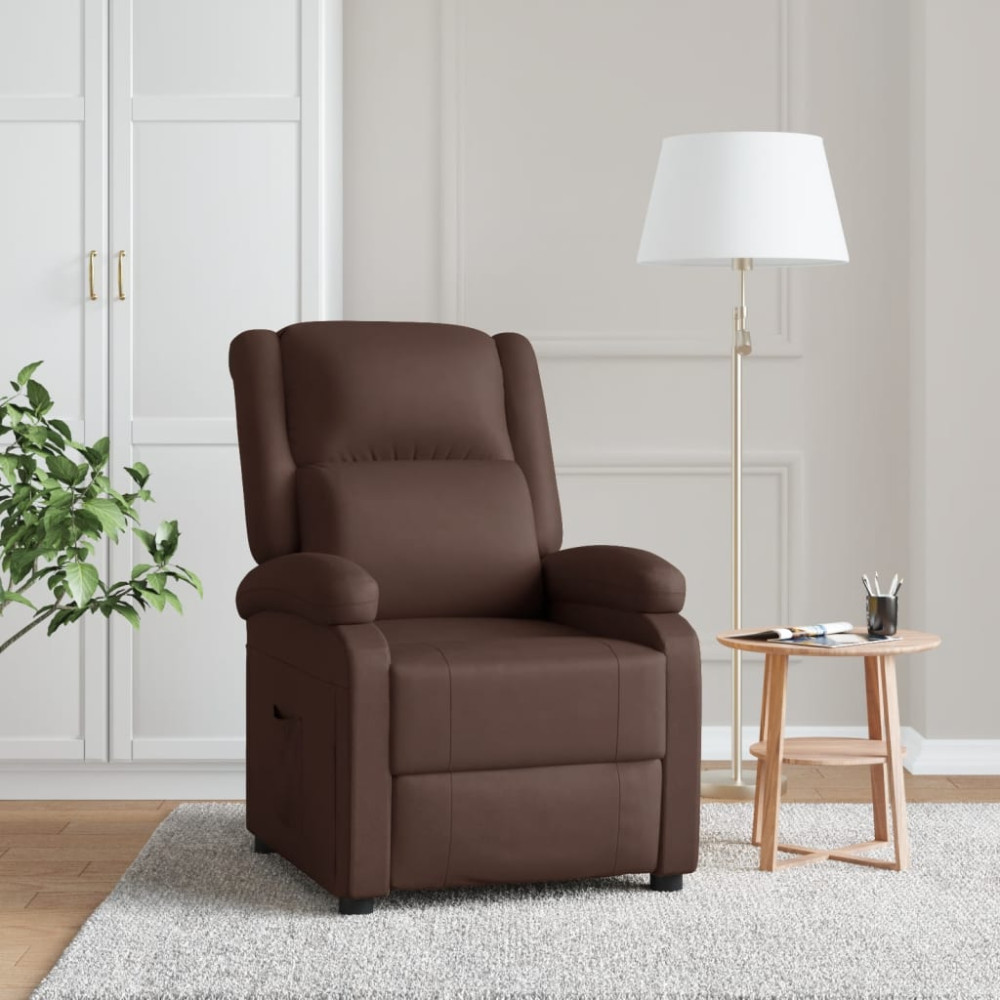 Produktbild för Reclinerfåtölj brun konstläder