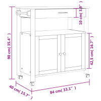 Produktbild för Köksvagn MONZA 84x40x90 cm massivt furu