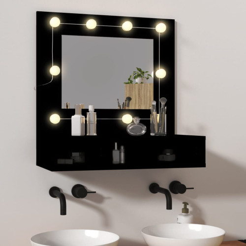 vidaXL Spegelskåp med LED svart 60x31,5x62 cm