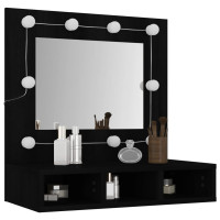 Miniatyr av produktbild för Spegelskåp med LED svart 60x31,5x62 cm