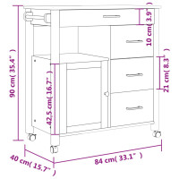 Produktbild för Köksvagn MONZA 84x40x90 cm massivt furu