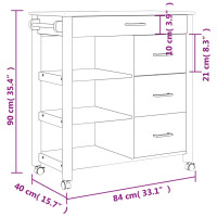 Produktbild för Köksvagn MONZA 84x40x90 cm massivt furu