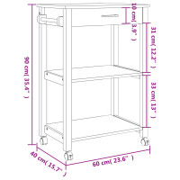 Produktbild för Köksvagn MONZA 60x40x90 cm massivt furu