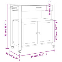 Produktbild för Köksvagn MONZA 84x40x90 cm massivt furu