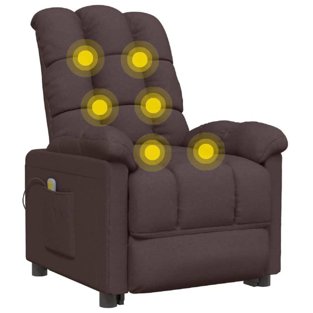 Produktbild för Massagefåtölj mörkbrun tyg