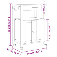 Produktbild för Köksvagn MONZA 60x40x88,5 cm massivt furu