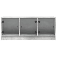 Miniatyr av produktbild för Tv-bänk med glasdörrar betonggrå 102x37x42 cm