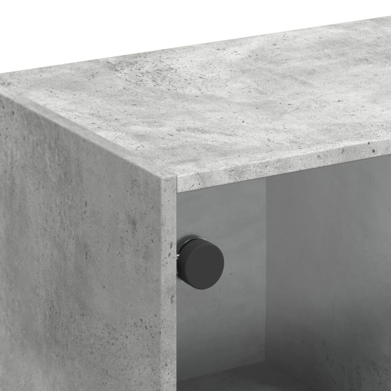 Produktbild för Tv-bänk med glasdörrar betonggrå 102x37x42 cm