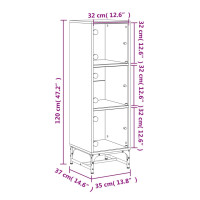 Produktbild för Högskåp med glasdörrar rökfärgad ek 35x37x120 cm