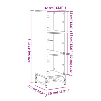 Produktbild för Högskåp med glasdörrar brun ek 35x37x120 cm