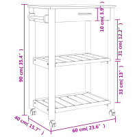Produktbild för Köksvagn MONZA 60x40x88,5 cm massivt furu