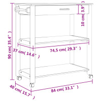 Produktbild för Köksvagn MONZA 84x40x90 cm massivt furu