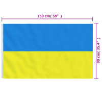 Produktbild för Ukrainas flagga med mässingsöljetter 90x150 cm