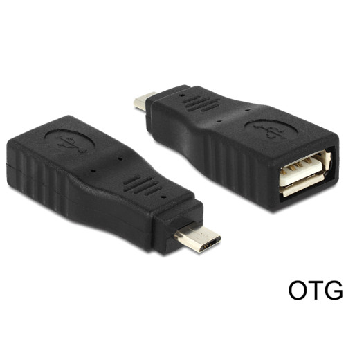 DeLOCK DeLOCK 65549 kabelomvandlare (hane/hona) Micro USB2.0-B USB2.0-A Svart