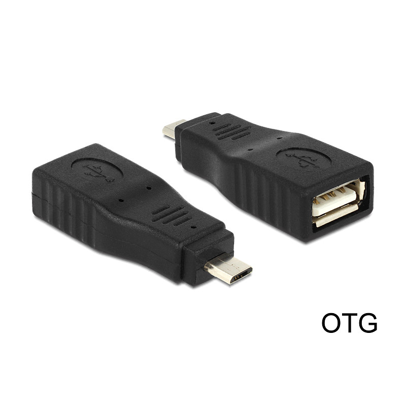 Produktbild för DeLOCK 65549 kabelomvandlare (hane/hona) Micro USB2.0-B USB2.0-A Svart