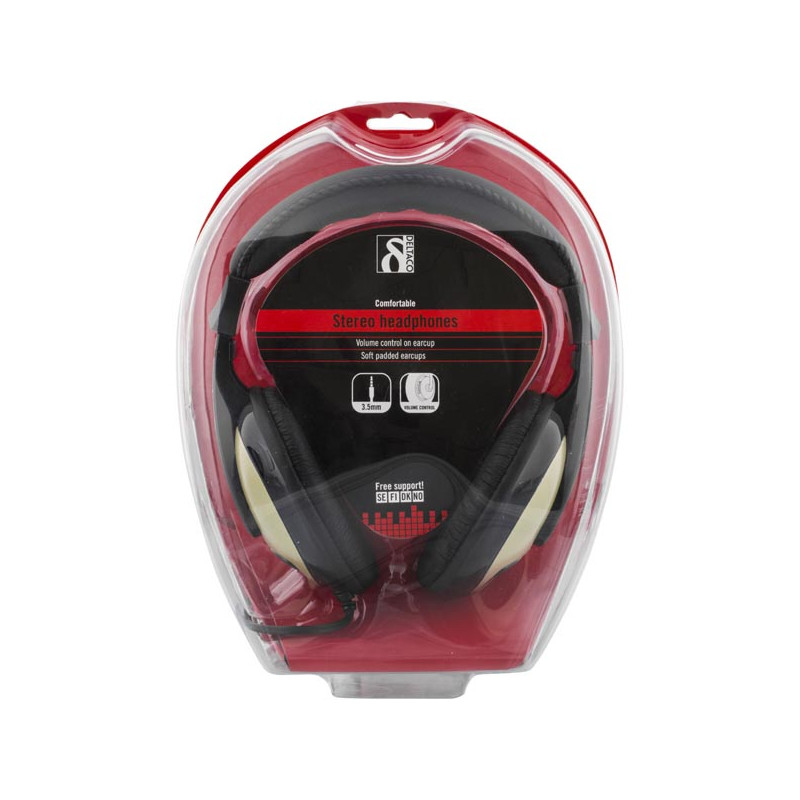 Produktbild för Deltaco HL-54 hörlur och headset Hörlurar Kabel Huvudband Musik Svart, Silver