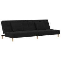 Produktbild för Bäddsoffa 2-sits med två kuddar svart tyg