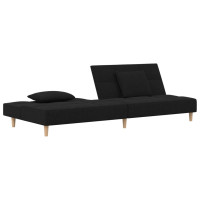 Produktbild för Bäddsoffa 2-sits med två kuddar svart tyg