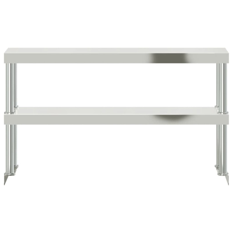Produktbild för Överhylla för arbetsbord 2 hyllor 110x30x65 cm rostfritt stål