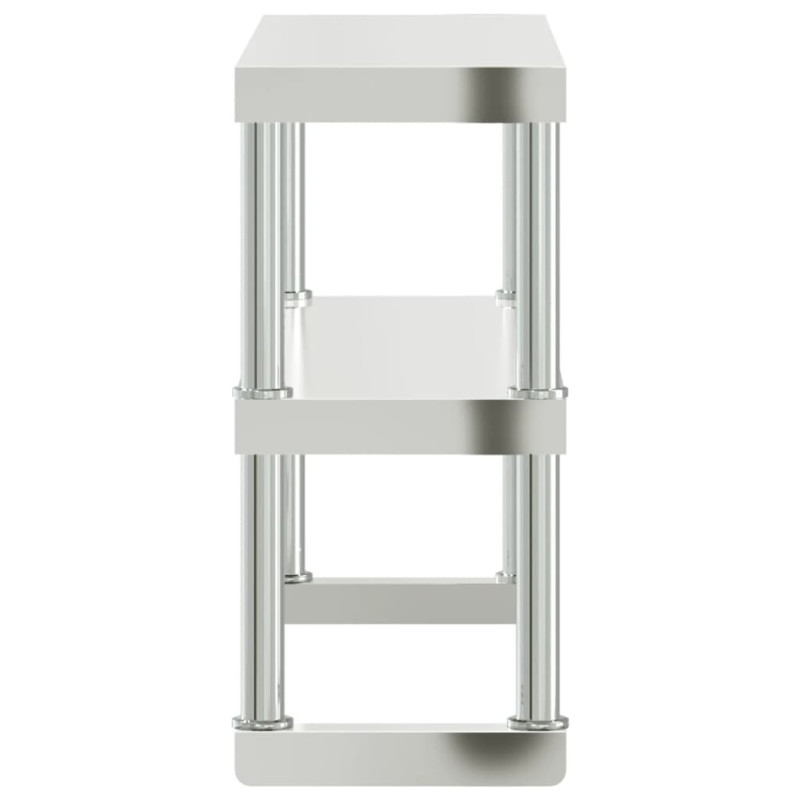 Produktbild för Överhylla för arbetsbord 2 hyllor 110x30x65 cm rostfritt stål