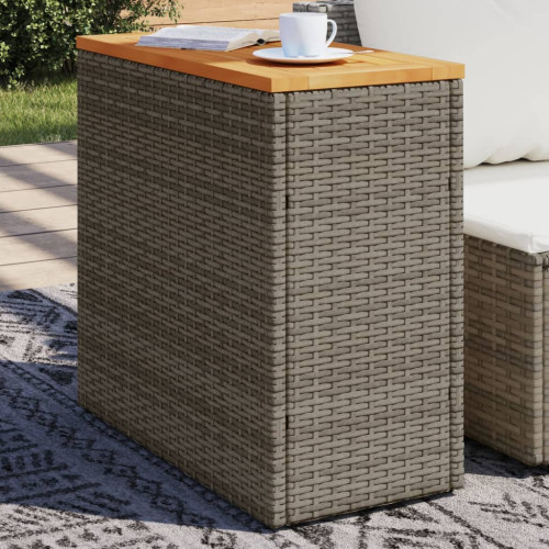 vidaXL Trädgårdsbord med träskiva grå 58x27,5x55 cm konstrotting
