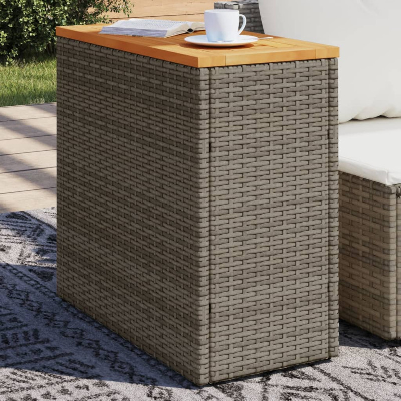 Produktbild för Trädgårdsbord med träskiva grå 58x27,5x55 cm konstrotting