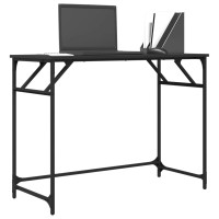 Produktbild för Skrivbord svart 100x45x76 cm trä pulverlackerat stål