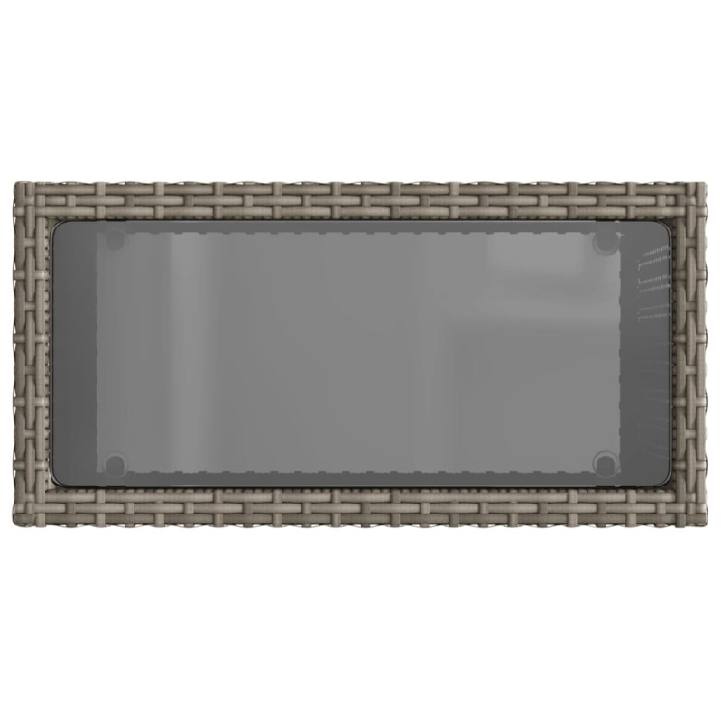 Produktbild för Trädgårdsbord med glasskiva grå 58x27,5x55 cm konstrotting