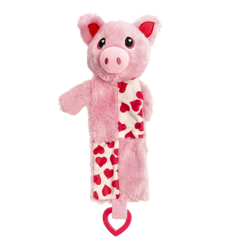 Produktbild för Dogman Leksak Valle gris med hjärtan Rosa 35cm