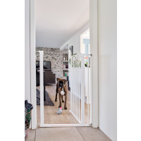 Produktbild för DogSpace Bonnie spännmonterad extra hög hundgrind Vit 105cm