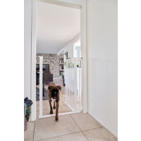 Produktbild för DogSpace Bonnie spännmonterad extra hög hundgrind Vit 105cm