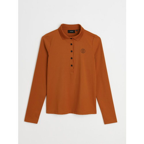 JACSON Ylva Långärmad Piké Brun M Caramel Café