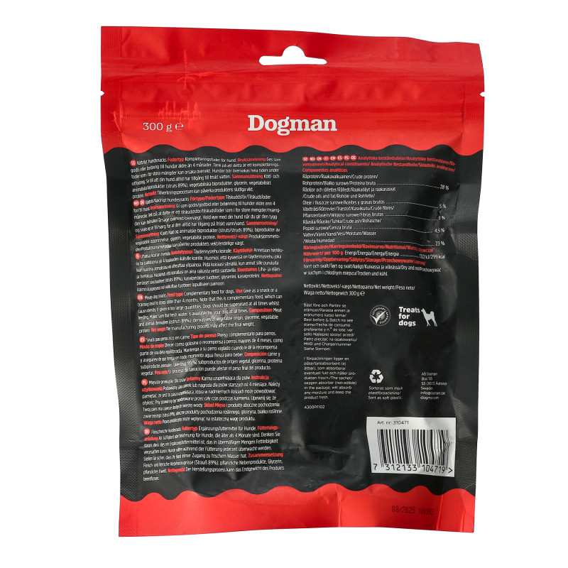 Produktbild för Dogman Cubes of ostrich 300g 300g