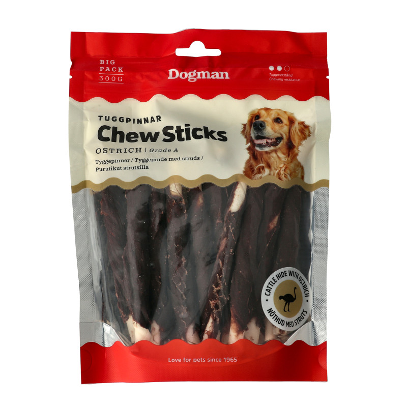 Produktbild för Dogman Chew sticks ostrich 12,5cm 25p S 12,5cm
