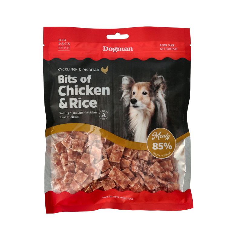 Produktbild för Dogman Bits of Chicken &amp; Rice 250g