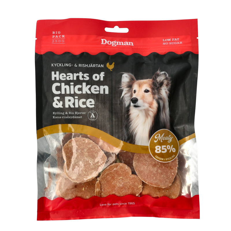 Produktbild för Dogman Hearts of Chicken &amp; Rice 250g