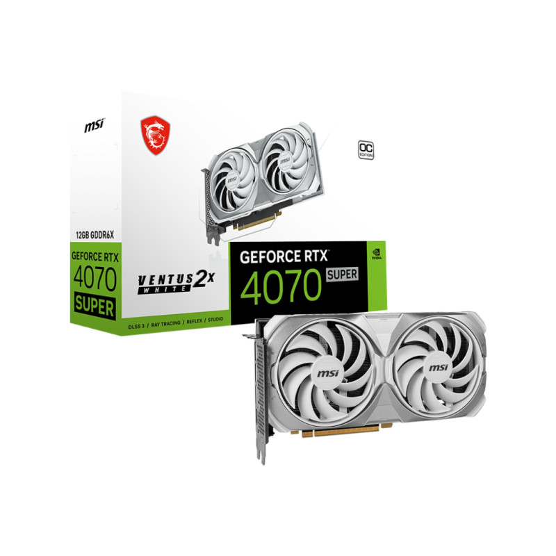Produktbild för MSI GeForce RTX 4070 SUPER 12G VENTUS 2X WHITE OC NVIDIA 12 GB GDDR6X