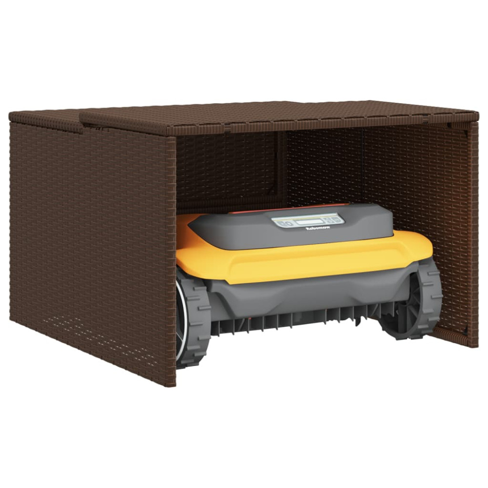 Produktbild för Garage för robotgräsklippare brun 86x90x52/57 cm konstrotting
