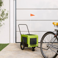 Miniatyr av produktbild för Cykelvagn för djur grön och svart oxfordtyg och järn