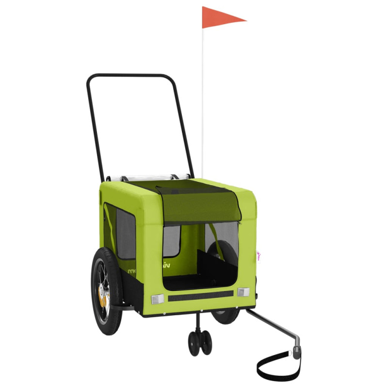 Produktbild för Cykelvagn för djur grön och svart oxfordtyg och järn