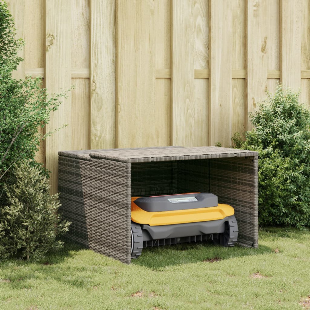Produktbild för Garage för robotgräsklippare grå 86x90x52/57 cm konstrotting
