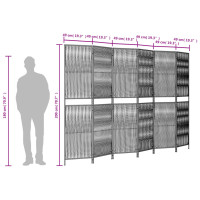 Produktbild för Rumsavdelare 6 paneler grå konstrottning
