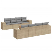 Produktbild för Soffgrupp för trädgården med dynor 9 delar beige konstrotting