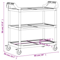 Produktbild för Rullvagn 3 nivåer svart 99x50x96 cm aluminium