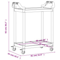 Produktbild för Rullvagn 2 nivåer svart 81x41x92 cm aluminium