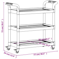 Produktbild för Rullvagn 3 våningar grå 77x34x72 cm aluminium