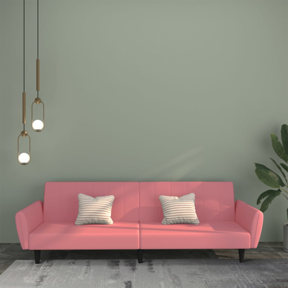 Produktbild för Bäddsoffa 2-sits rosa sammet