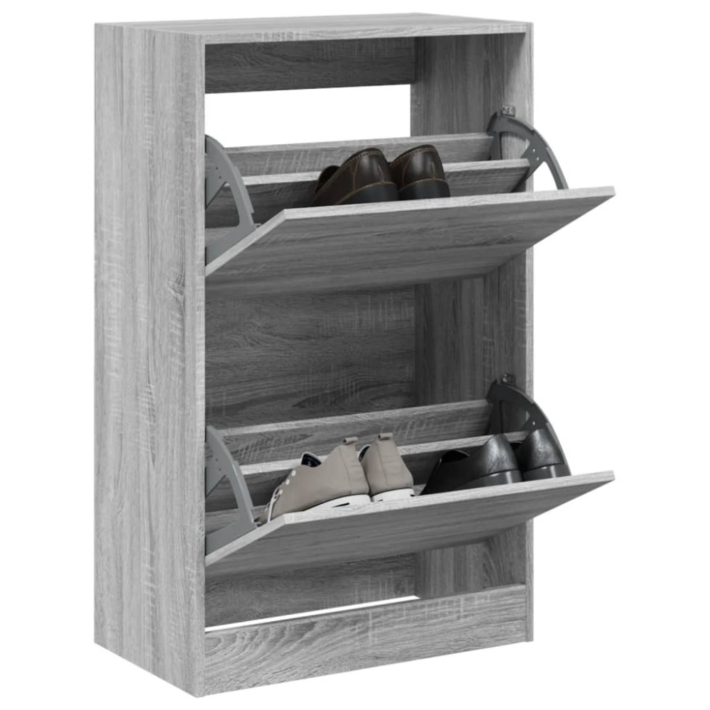 Produktbild för Skohylla grå sonoma 60x34x96,5 cm konstruerat trä