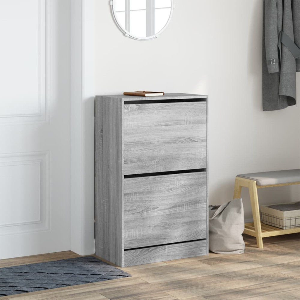 Produktbild för Skohylla grå sonoma 60x34x96,5 cm konstruerat trä