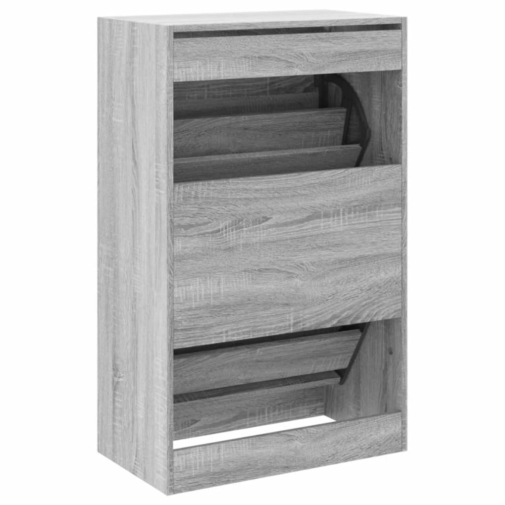 Produktbild för Skohylla grå sonoma 60x34x96,5 cm konstruerat trä